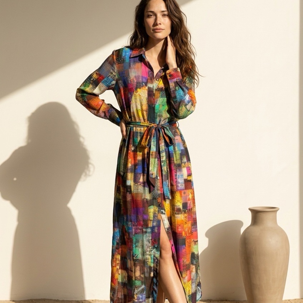 Hydrogen Luxury Sportswear Italian Patchwork Maxi Dress Womens XL 
Designer